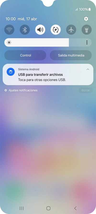 Pulsa Toca para otras opciones USB..