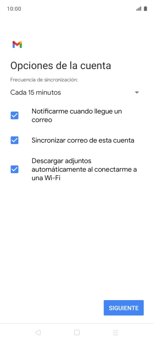 Si aparece en la pantalla esta imagen, tu cuenta de correo electrónico ha sido reconocida y configurada automáticamente. Sigue las indicaciones de la pantalla para introducir más información y terminar la configuración.