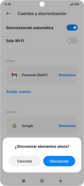 Si activas la función, pulsa Sincronizar.