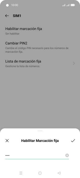 Introduce el código PIN2 y pulsa el icono de aceptar.