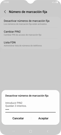 Introduce el código PIN2 y pulsa Aceptar.