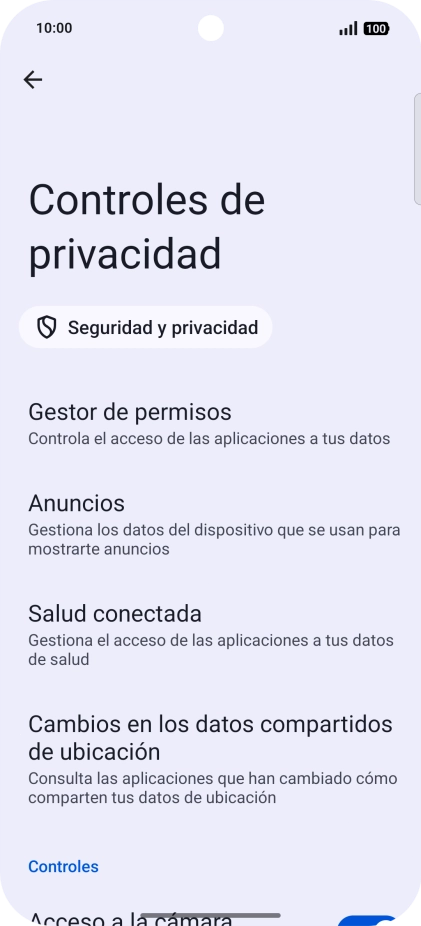 Pulsa Gestor de permisos.