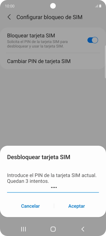 Introduce tu código PIN y pulsa Aceptar.