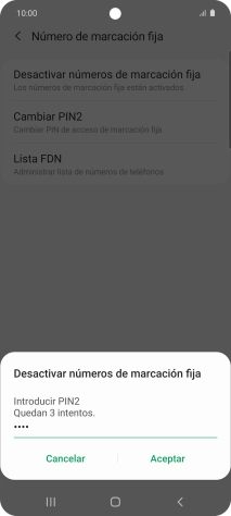Introduce el código PIN2 y pulsa Aceptar.