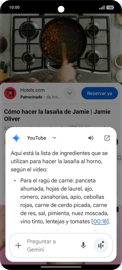 La respuesta de Gemini a tu pregunta se visualiza ahora en la pantalla.