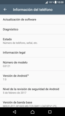 Pulsa Actualización de software. Si hay una versión de software nueva disponible, aparecerá ahora en la pantalla. Sigue las indicaciones de la pantalla para actualizar el software del teléfono.