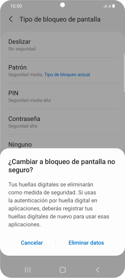 Pulsa Eliminar datos.
