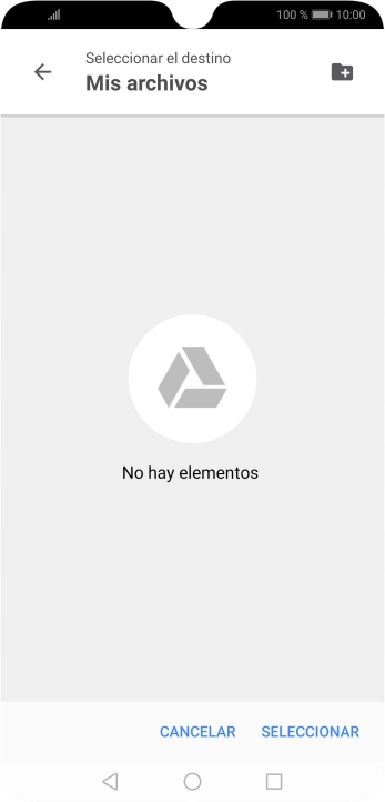 Si deseas crear una nueva carpeta, pulsa el icono de nueva carpeta y sigue las indicaciones de la pantalla para crearla.