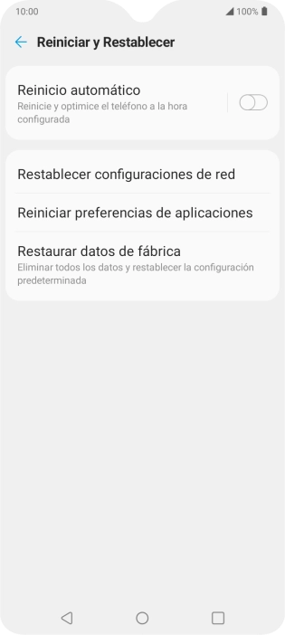 Pulsa Restaurar datos de fábrica.