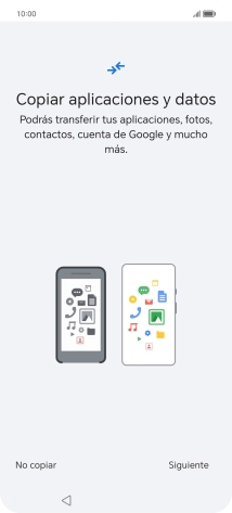 Puedes transferir el contenido de otro teléfono cuando activas tu teléfono por primera vez y cuando lo has restablecido. Cuando aparezca en la pantalla del teléfono esta imagen, ya está listo para la transmisión del contenido del otro teléfono.
