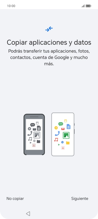Puedes transferir el contenido de otro teléfono cuando activas tu teléfono por primera vez y cuando lo has restablecido. Cuando aparezca en la pantalla del teléfono esta imagen, ya está listo para la transmisión del contenido del otro teléfono.