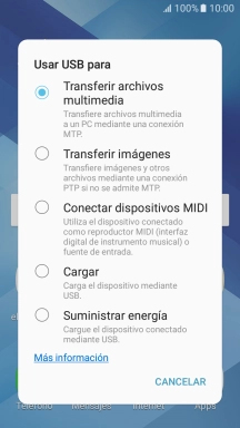 Pulsa Transferir archivos multimedia para activar la función.