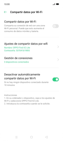 Pulsa Ajustes de compartir datos por wifi.