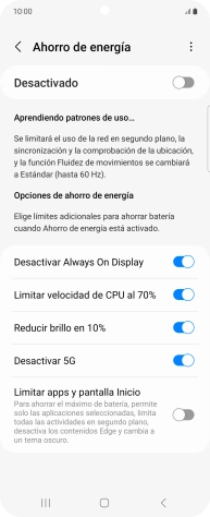 Pulsa el indicador junto a los ajustes deseados.