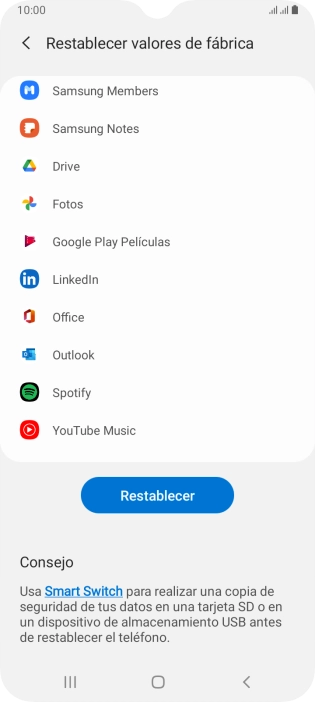 Pulsa Restablecer.