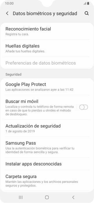 Pulsa Huellas digitales.