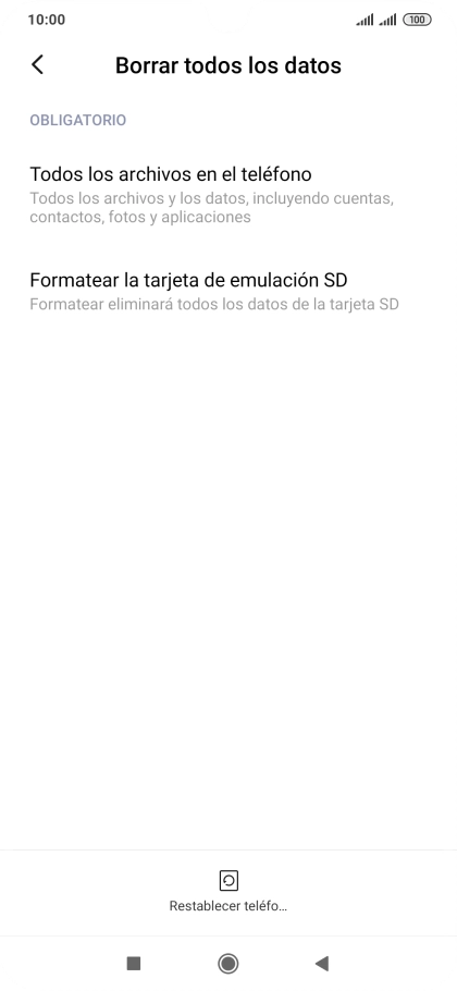 Pulsa Restablecer teléfo....