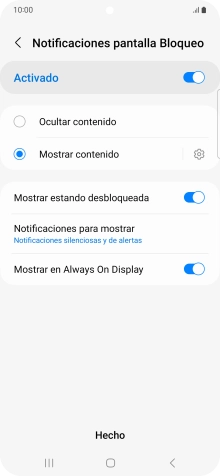 Pulsa los ajustes deseados para activarlos o desactivarlos.
