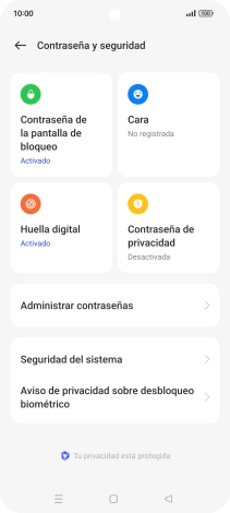 Pulsa Contraseña de la pantalla de bloqueo e introduce el código de seguridad extra que has creado anteriormente.