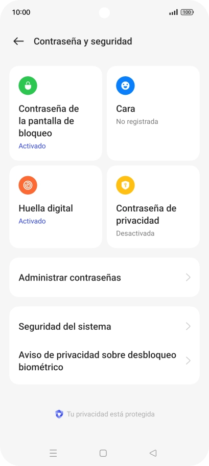 Pulsa Contraseña de la pantalla de bloqueo e introduce el código de seguridad extra que has creado anteriormente.