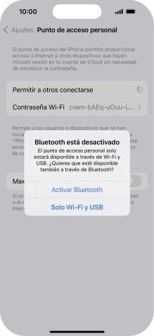 Si la función de wifi está activada, pulsa Solo Wi-Fi y USB.