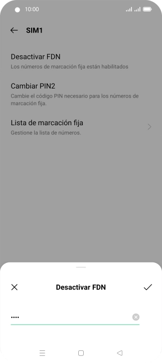Introduce el código PIN2 y pulsa el icono de aceptar.