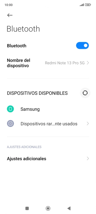 Pulsa el dispositivo Bluetooth deseado y sigue las indicaciones de la pantalla para vincular el dispositivo al teléfono.
