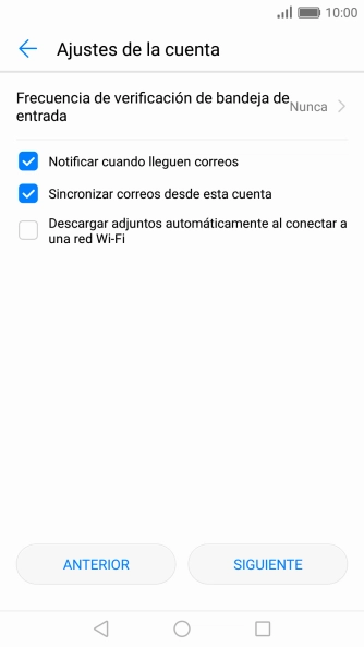 Pulsa Notificar cuando lleguen correos para activar o desactivar la función.