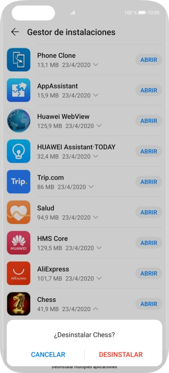 Pulsa DESINSTALAR.