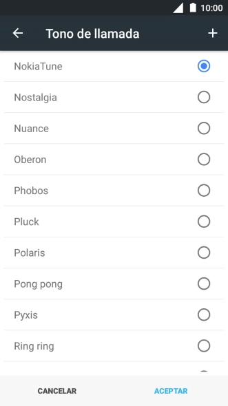 Al encontrar un timbre de llamada de tu gusto, pulsa ACEPTAR.