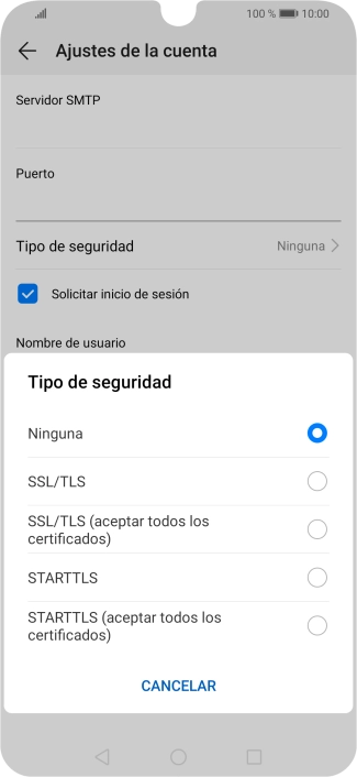 Pulsa Ninguna para desactivar la función.