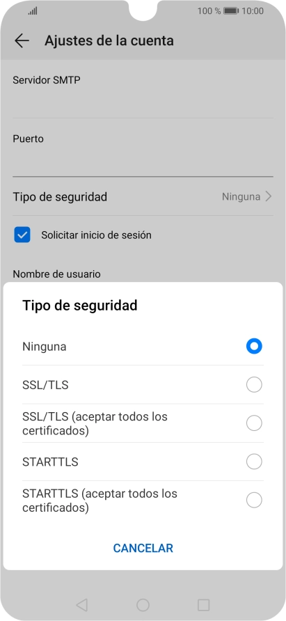 Pulsa Ninguna para desactivar la función.