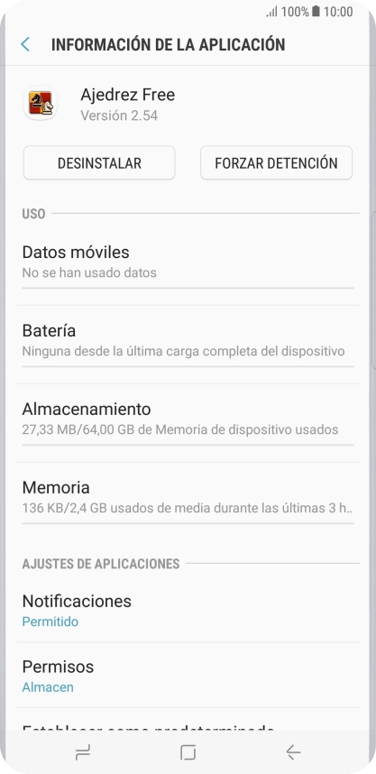 Pulsa Almacenamiento.