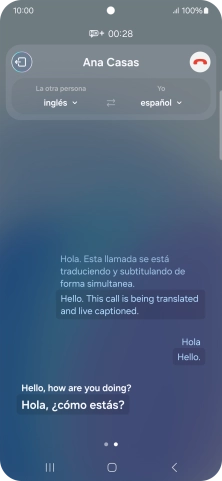 Graba la palabra o frase deseadas y espera a que aparezca la traducción.