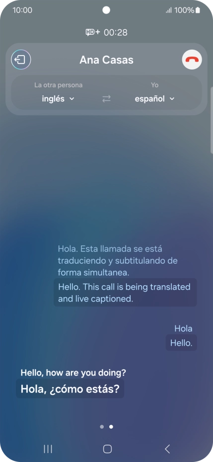 Graba la palabra o frase deseadas y espera a que aparezca la traducción.