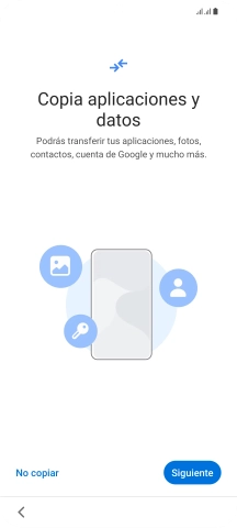 Puedes transferir el contenido de otro teléfono cuando activas tu teléfono por primera vez y cuando lo has restablecido. Cuando aparezca en la pantalla del teléfono esta imagen, ya está listo para la transmisión del contenido del otro teléfono.