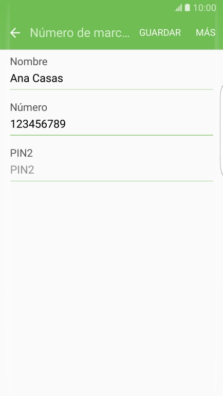 Pulsa PIN2 e introduce el código PIN2.
