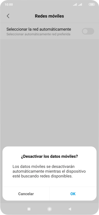 Pulsa OK y espera mientras el teléfono está buscando redes.