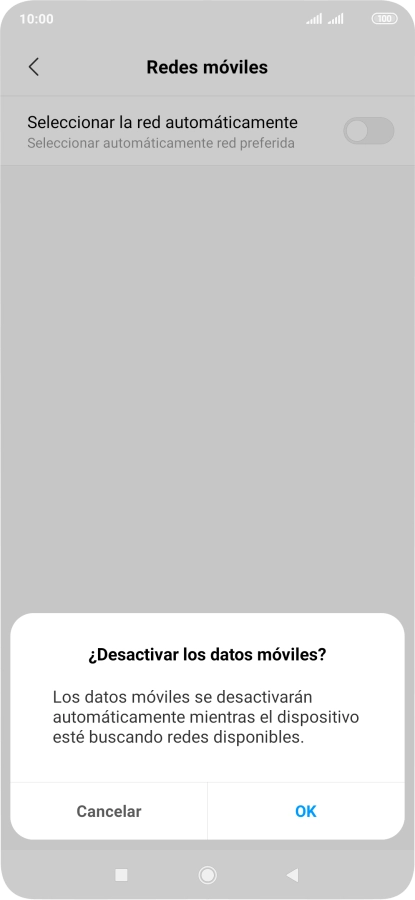 Pulsa OK y espera mientras el teléfono está buscando redes.