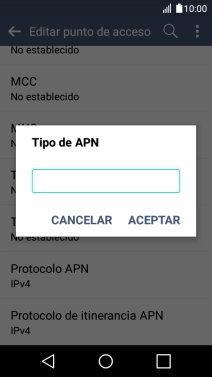 Introduce default y pulsa ACEPTAR.