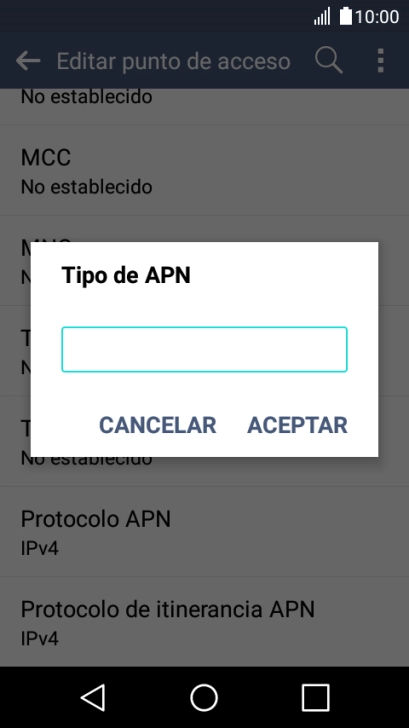 Introduce default y pulsa ACEPTAR.