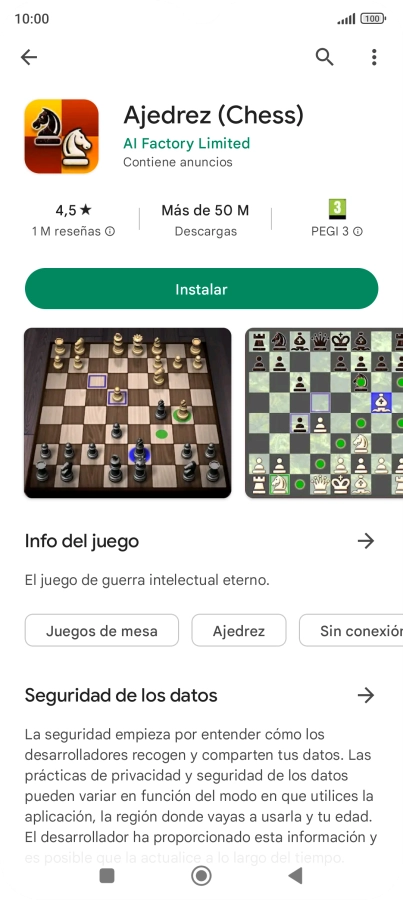 Pulsa Instalar y sigue las indicaciones de la pantalla para instalar la app.