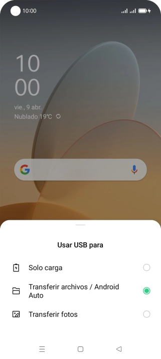 Pulsa Transferir archivos / Android Auto.