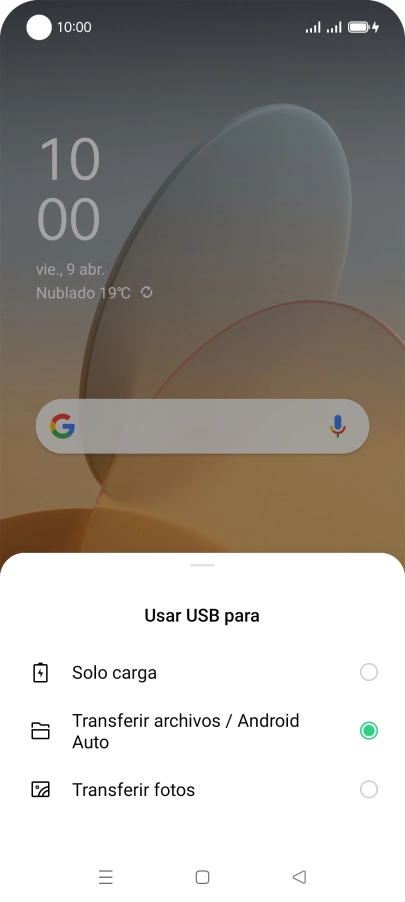 Pulsa Transferir archivos / Android Auto.