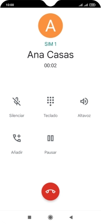 Pulsa el icono de finalizar llamada.