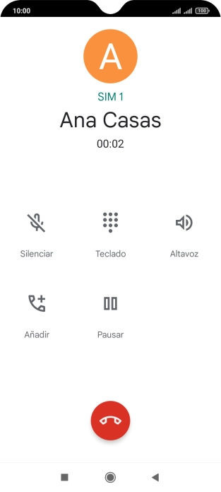 Pulsa el icono de finalizar llamada.