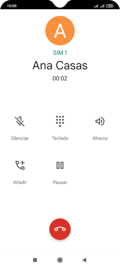 Pulsa el icono de finalizar llamada.