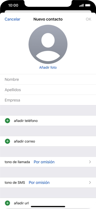Pulsa Nombre e introduce el nombre.