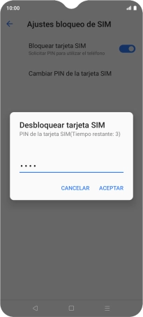 Introduce tu código PIN y pulsa ACEPTAR.