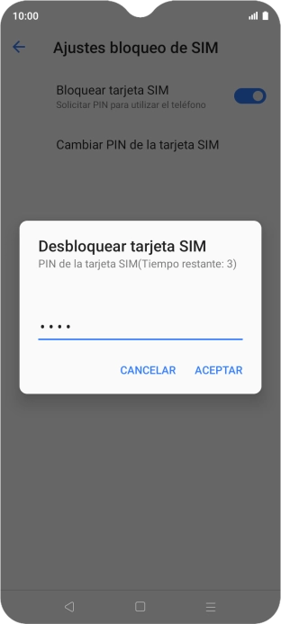 Introduce tu código PIN y pulsa ACEPTAR.